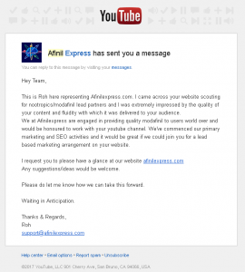 afinil express you tube message